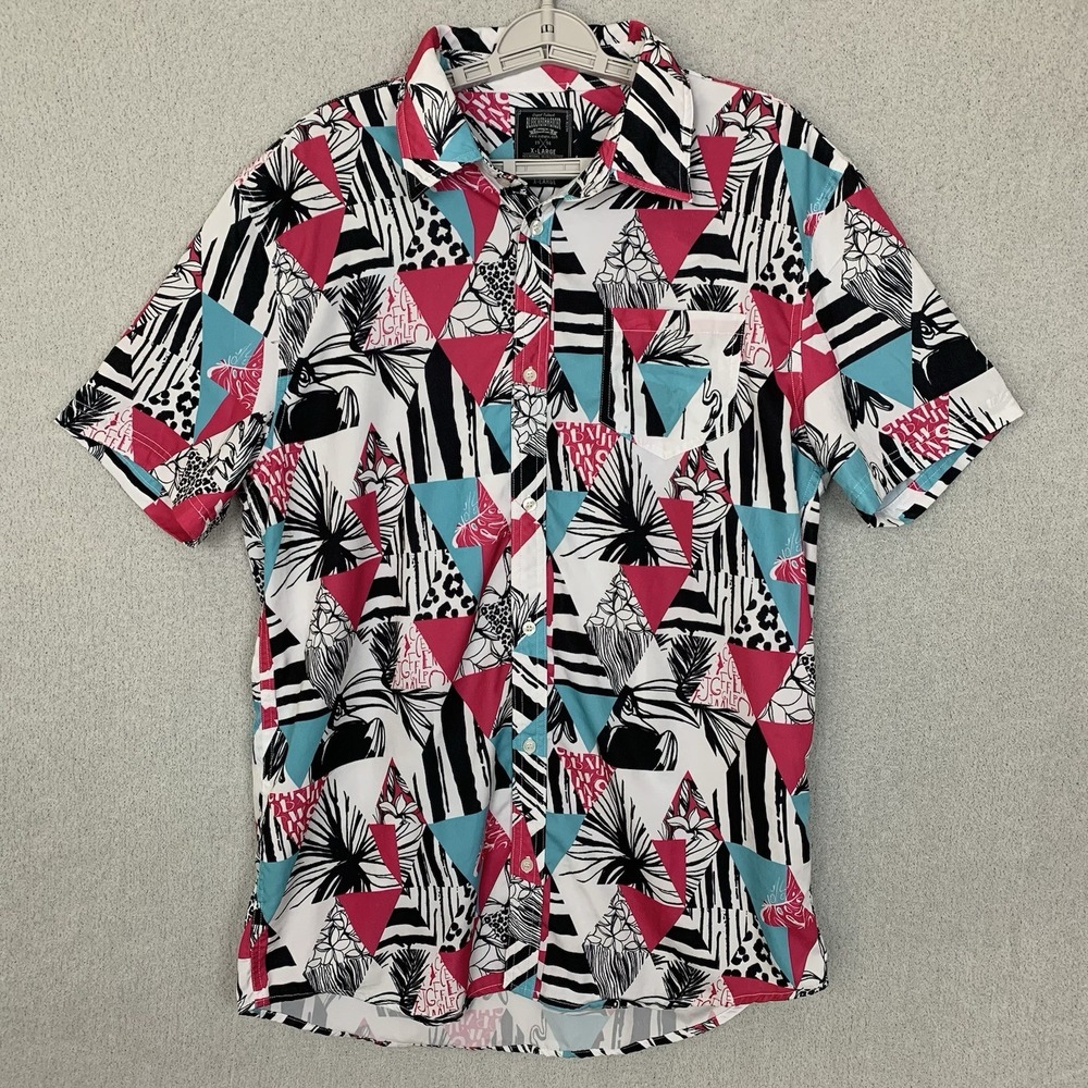Bleeker & Mercer Shirt Men's XL Short Sleeve Multicolor Abstract Geometric Artsy - Picture 1 of 7